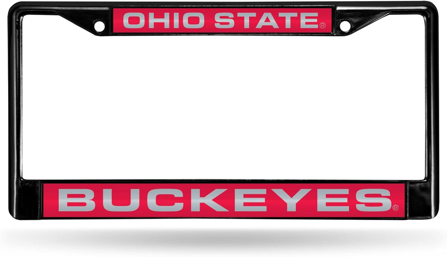 NCAA Black Laser Cut Chrome License Plate Frame for Car/Truck/SUV - 12x6" Auto Accessory