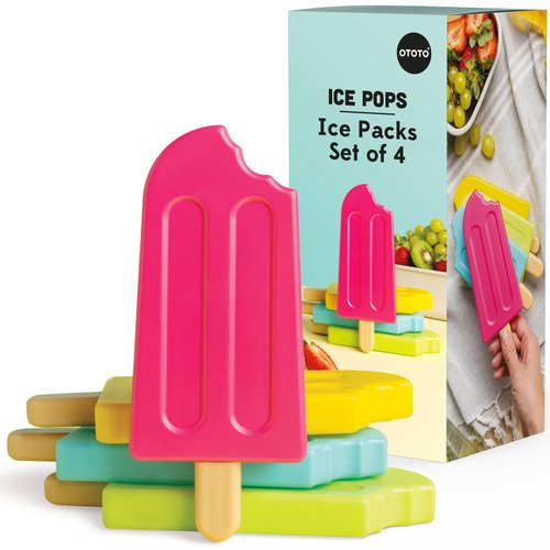 NEW - Ice Pops Popsicle Ice Packs for Lunch Boxes (Set of 4) - Funny GIfts, Cute Kitchen Accessories, Cool Kitchen Gadgets, White Elephant Gifts Kitchen Gifts, Reusable Ice Packs for Cooler Cold Packs