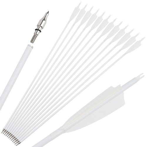 surwolf 31" Carbon Arrows Fluorescence Color Archery Hunting Arrows 500 600 Spine with Feather Fletched Target Practice Arrows for Archery Compound & Recurve & Long Bow 6/12pcs (12, White, Spine 600)