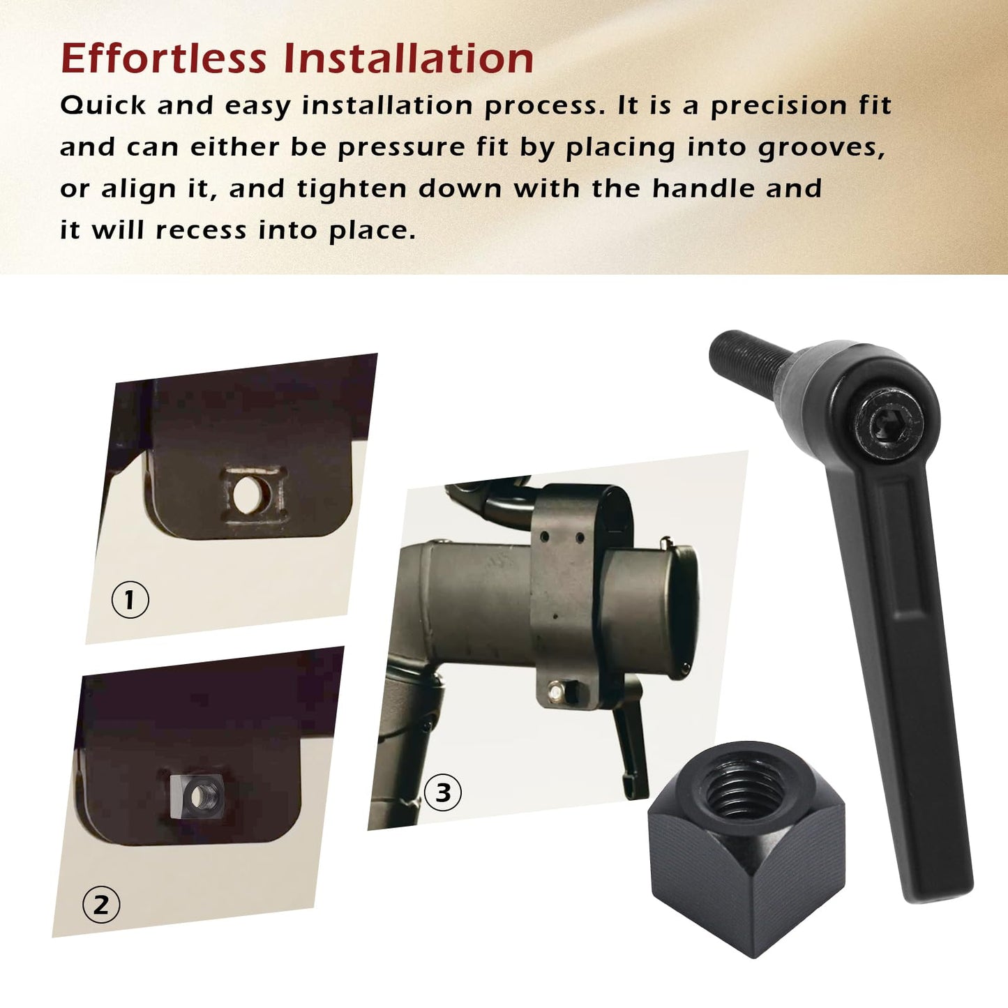 AQDD Exercise Bike Horizontal Seat Adjustment Lever and Square Nut Kit for Peloton Seat Lever Replacement Handle Parts