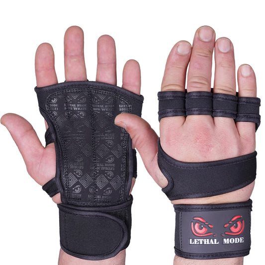 LETHAL MODE Workout Gloves for Men & Women – Fingerless Weight Lifting Gloves with Wrist Support for Gym, Crossfit, and Exercise – Durable Grip for Weightlifting, Cycling & Training (D1, X-Large)