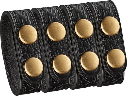Perfect Fit Shield Wallets 3/4 Inch Duty Belt Keeper for Belts up to 2.25 inches Wide Basketweave Leather with Brass Snap (4 Pack)