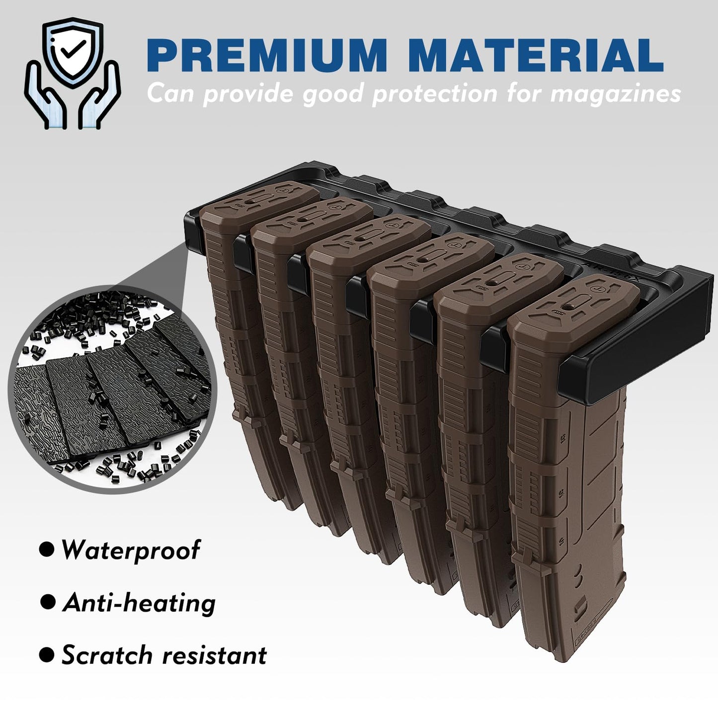 ABS Mag Holder|Magnetic PMAG Wall Mount for Gun Safe Locker Vechile and Wall AR Mag Storage|Home Magazine Storage Rack Fit Pmag Glock, Amend 2, Hexmags, MFTmags Magpul mag AR Magnetic Mag Holder