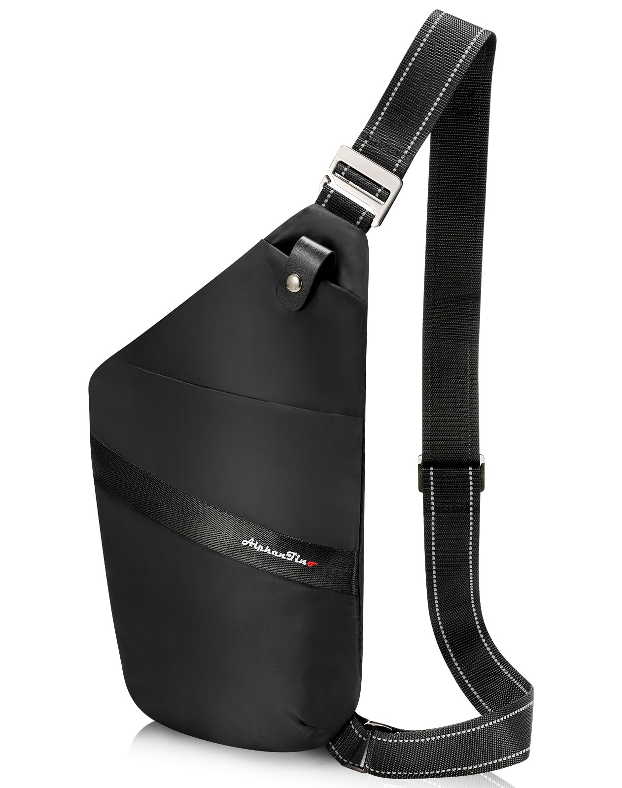 Alphantino Sling Bag for Men Women Slim Crossbody, Anti-Theft EDC Daypack, Fashion Lightweight Ergonomics Personal Flex Bag (Black)