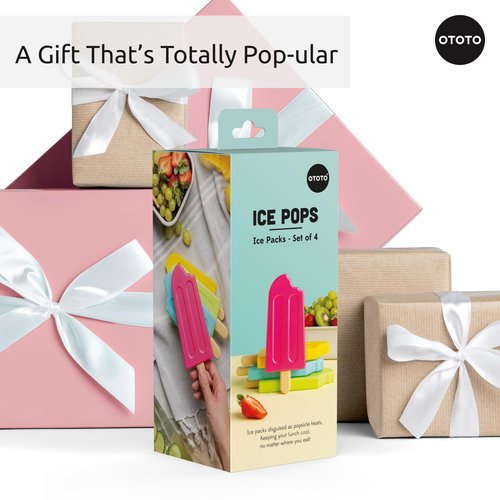 NEW - Ice Pops Popsicle Ice Packs for Lunch Boxes (Set of 4) - Funny GIfts, Cute Kitchen Accessories, Cool Kitchen Gadgets, White Elephant Gifts Kitchen Gifts, Reusable Ice Packs for Cooler Cold Packs