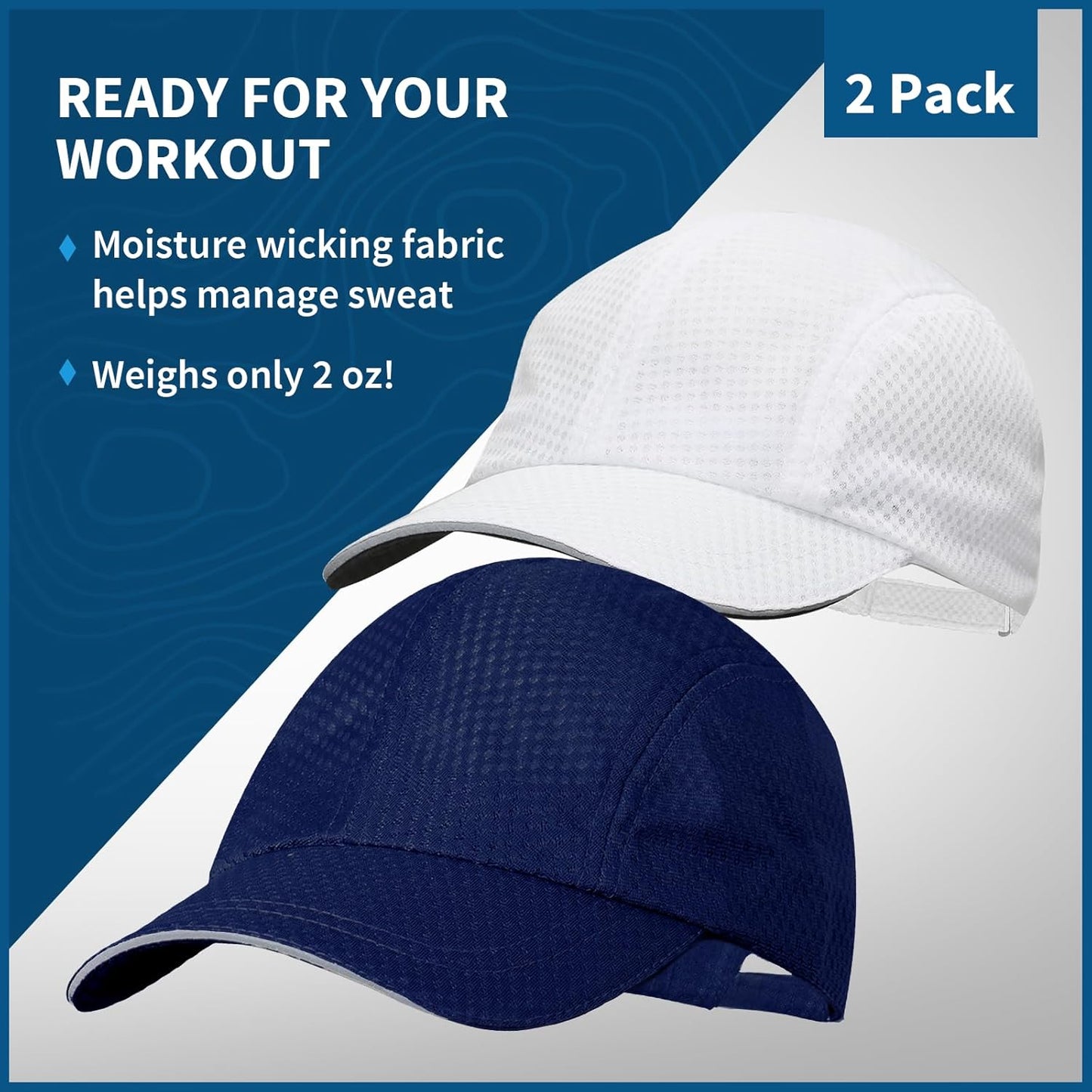 TrailHeads Performance Mens Running Hat - Lightweight, Quick Dry Workout Hats for Men - Athletic Sports Cap for Tennis, Gym