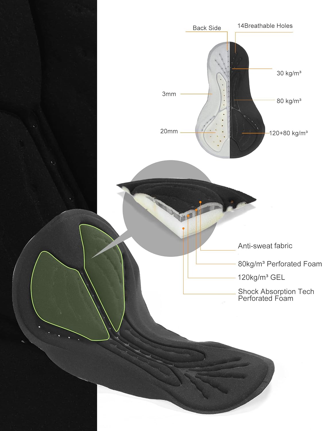 INBIKE Cycling Jersey Mens Set Reflective Breathable Biking Outfit Quick-Dry Bib Bicycle Jersey with 3D Padded Shorts