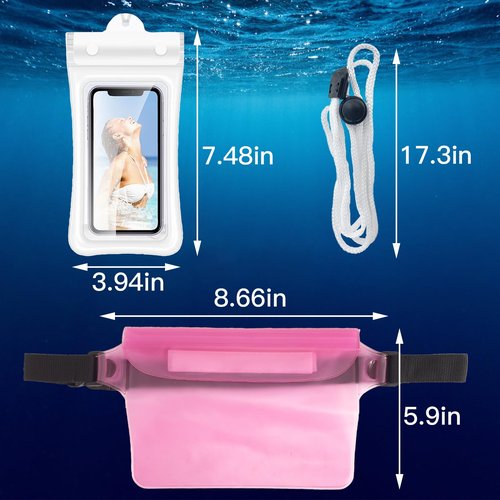 Cubicozy 2-Pack Waterproof Waist Bags with Adjustable and Lightweight Fanny Packs, Waterproof Bags for Travel, Hiking, Running, Beach, Swimming, and Outdoor Activities Men and Women