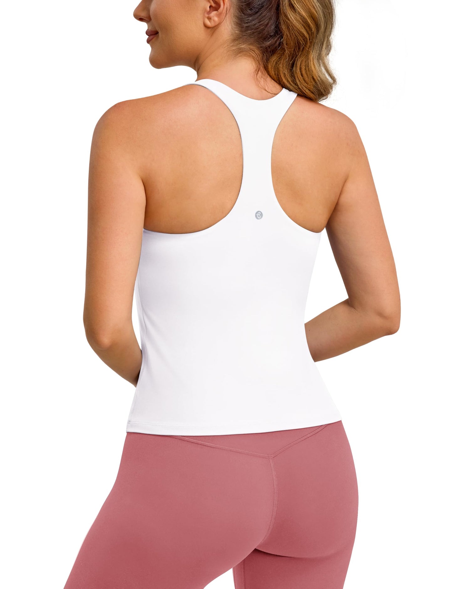 BAYDI Clouduxi Workout Tank Tops for Women Racerback Yoga Shirts with Built in Bra Gym Athletic Sleeveless Camisole White