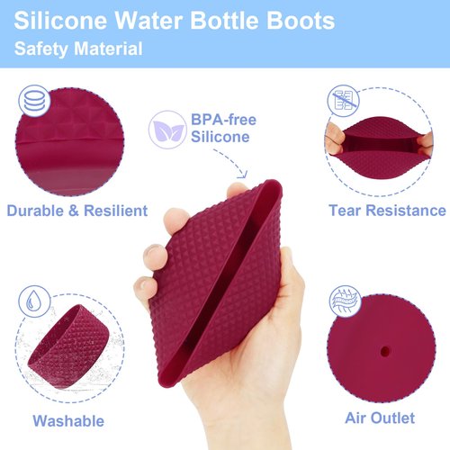 Playexen 2.83" Silicone Water Bottle Boot, Anti Slip Diamond Tumbler Boot Sleeve, Universal Bottom Bottle Protector for 12-24 oz Bottles, 20-40 oz Stan’Ley Cup (Red)