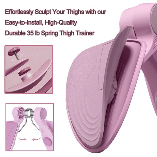 Thigh Exerciser 35lb Pelvic Floor Muscle Repair Trainer Kegel Exercise Inner Thigh Exercise Workout Equipment Kegel Pilates Train for Home Workouts Hip Under Desk Exercise Men Women Pink with Band