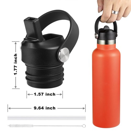 Straw Lid for Hydro Flask Standard Mouth, Lids with Strawfor Hydroflask 18 21 24 oz Standard Mouth, StrawTop for Hydro Flask, Replacement Sport Cap, Black