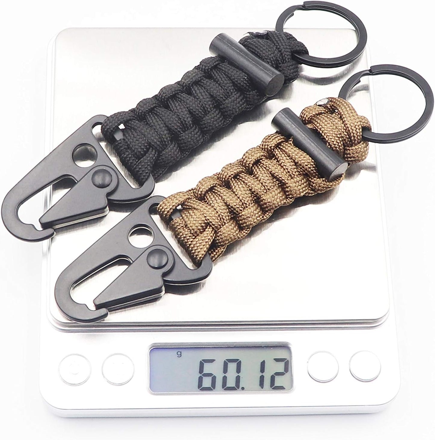 Paracord Keychain Carabiner 2PCS Pack Survival Paracord Lanyard with Fire Starter