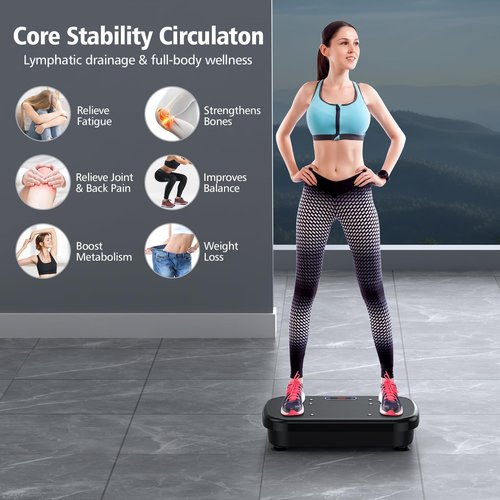 PUREROYI Vibration Plate Exercise Machine, Vibration Plate for Lymphatic Drainage 330 Lbs Capacity Whole Body Vibration Platform Machines Helps Weight Loss Shaping Toning Wellness Home Gyms Office