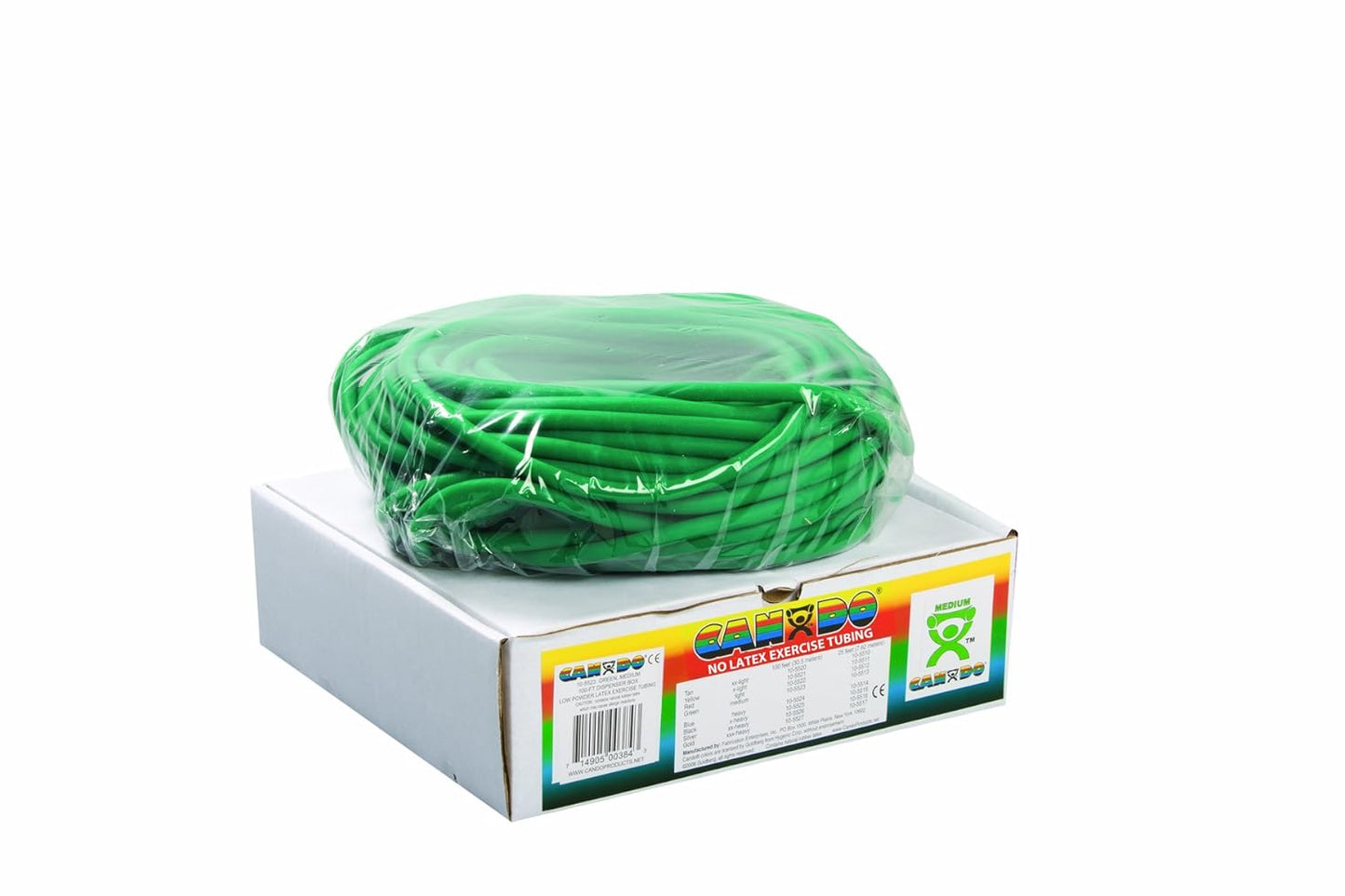 Cando 10-5723 Green Latex-Free Exercise Tubing, Medium Resistance, 100' Length