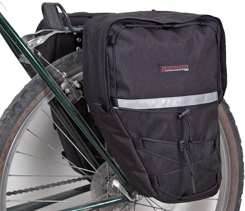 Bushwhacker Moab Black Bicycle Pannier Bags with Reflective Trim – Sold as Pair for Rear or Front Bike Rack – Ideal for Cycling, Grocery Storage, and Commuting Accessories