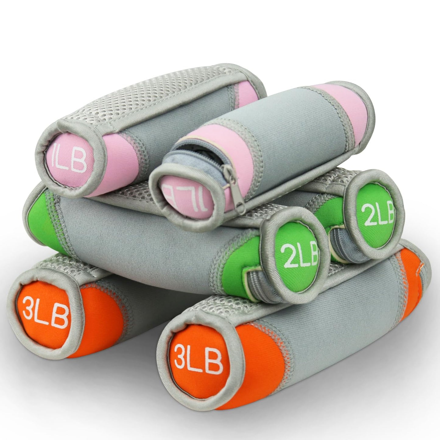 Soft Dumbbell Hand Weights Set for Jogging Running and Physical Therapy Yoga Women Men Workouts,Detachable Walking Weight with Hand Strap and Washable Cover (Multi Color Set of 6 (1LB*2+ 2LB*2+