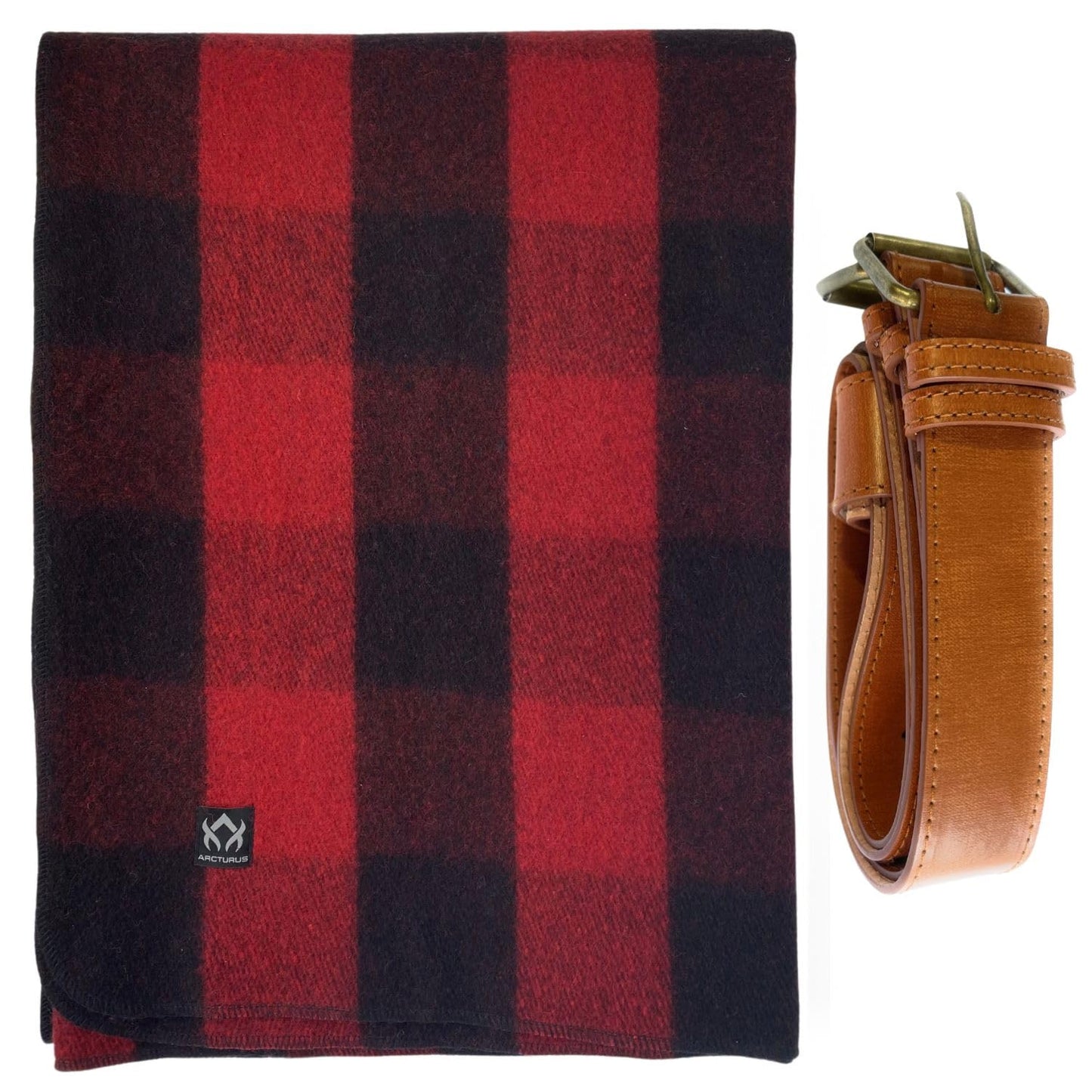 Arcturus Red Buffalo Wool Blanket and Carry Straps Bundle