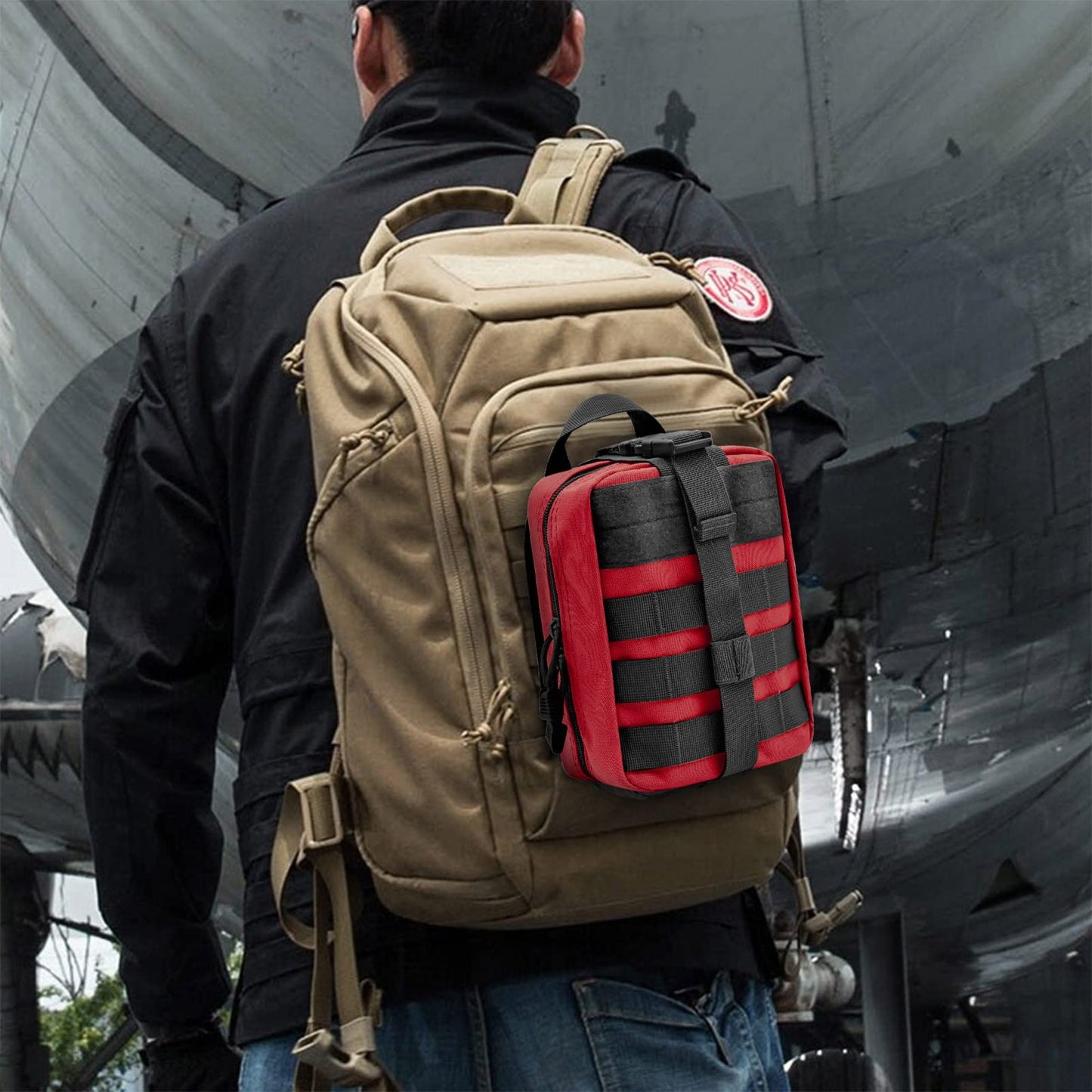 Gogoku 2-Pack First Aid Pouch 1000D Nylon Tactical Molle Medical Pouch Utility Pouch for Outdoor Activities Medical Supplies Bag Only Red