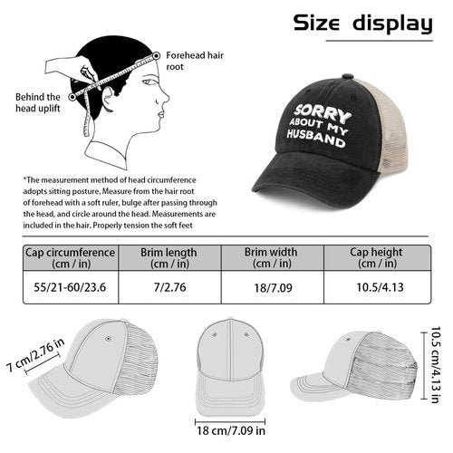 BEIXBE Sorry About My Husband Trucker Hat Men Funny Mesh Hat for Summer Black