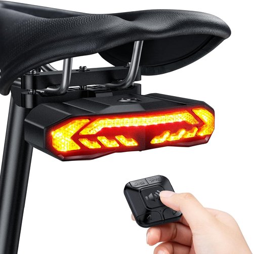 ONVIAN Colorful Bike Tail Light with Turn Signals, USB Rechargeable Bike Brake Light with Wireless Remote, 15 Light Modes 7 Colors Waterproof Cycling Safety Light for Adults Kids Road Mountain (SF31)
