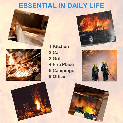 Emergency Fire Protection Blanket, 40" x 40"(Pack of 4), Fire Supression Blanket, Fire Blanket Fiberglass, Fire Blanket for Home, Kitchen, School, Grill, Camping
