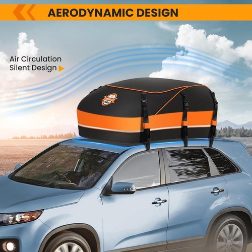 Sailnovo Rooftop Cargo Carrier Waterproof 20 Cubic Feet Car Roof Rack Cargo Carrier Roof Cargo Bag for All Cars with/Without Rack, Includes Anti-Slip Mat, 6 Door Hooks & Waterproof Curtain