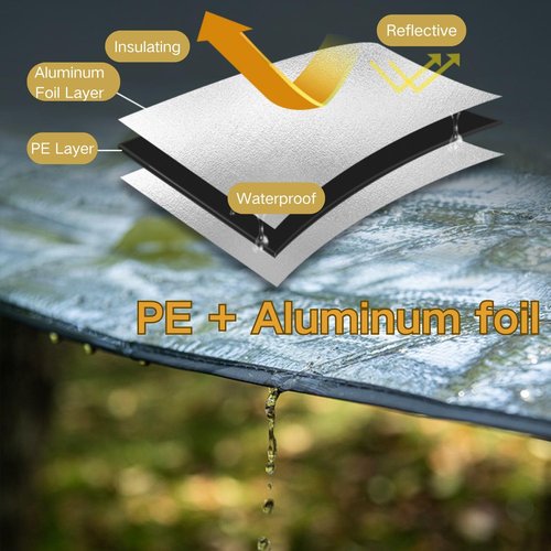 windhike Naturehike Aluminum Foil Foldable Picnic Blanket, Ultralight Ground Sheet Mat, Waterproof Camping Tarp, Foldable Sleeping Pad for Outdoor Picnic,Camping,Beaches, Storage Bag Included (L)