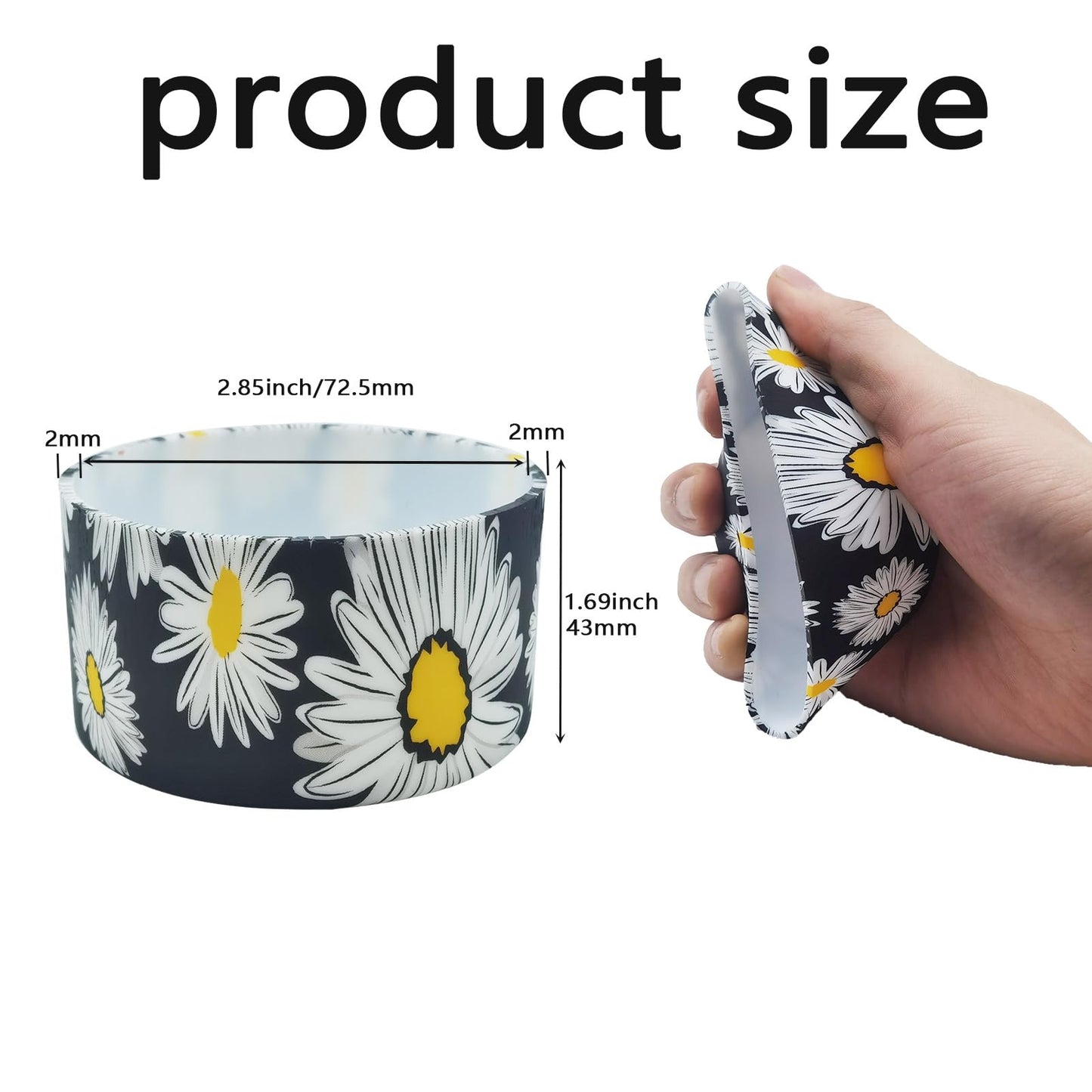 Gliquran Daisy Protective Silicone Boot for Stanley Quencher H2.0 40 30 20 oz & IceFlow Flip 30 20 oz,Plant Water Bottle Boots Accessories