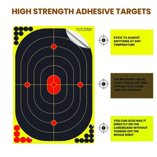 Lipulacer 12 x 18inch Splatter Shooting Targets Adhesive, Defensive Reactive Training Targets Bright Yellow for Outdoor Indoor Shooting Practice