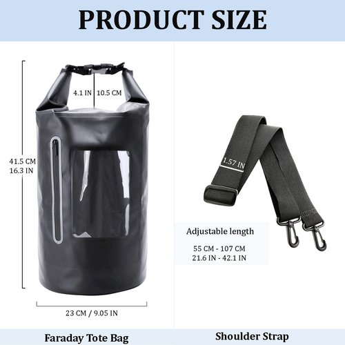 Quctak 15L Faraday Dry Bags, Waterproof Backpack For Electronic Device, Faraday Cage for Signal Blocking, Faraday Key Fob Protector, Anti-Theft Anti-Tracking GPS RFID Waterproof Dry Bag