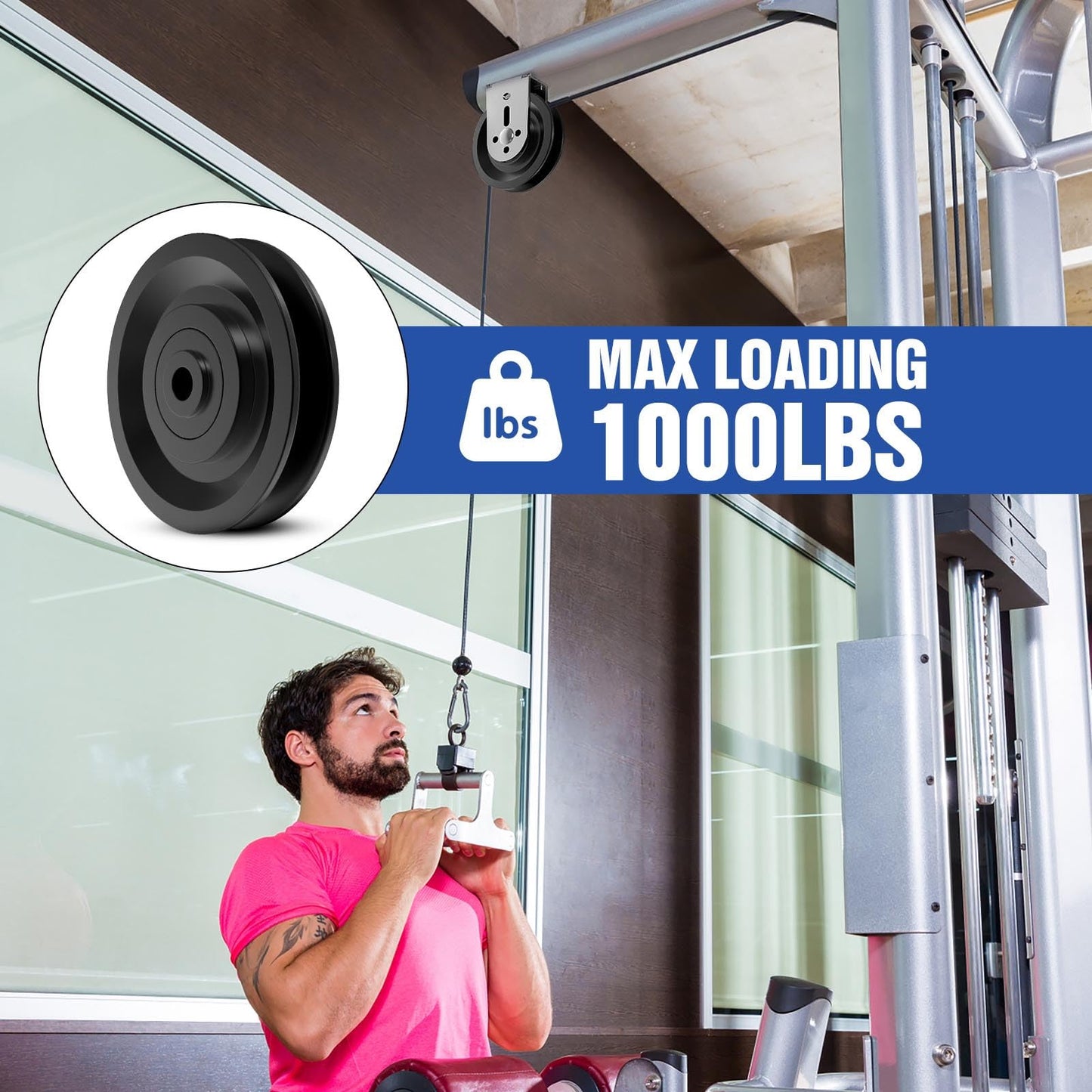 Anobeyi 90mm/3.5" Nylon Bearing Pulley, Cable Pulley Wheel Attachment, Universal Nylon Pulley for Home Gym Equipment Accessories, Pull-Down Smith Machine, Garage, Cable Machine (Black-12pcs)