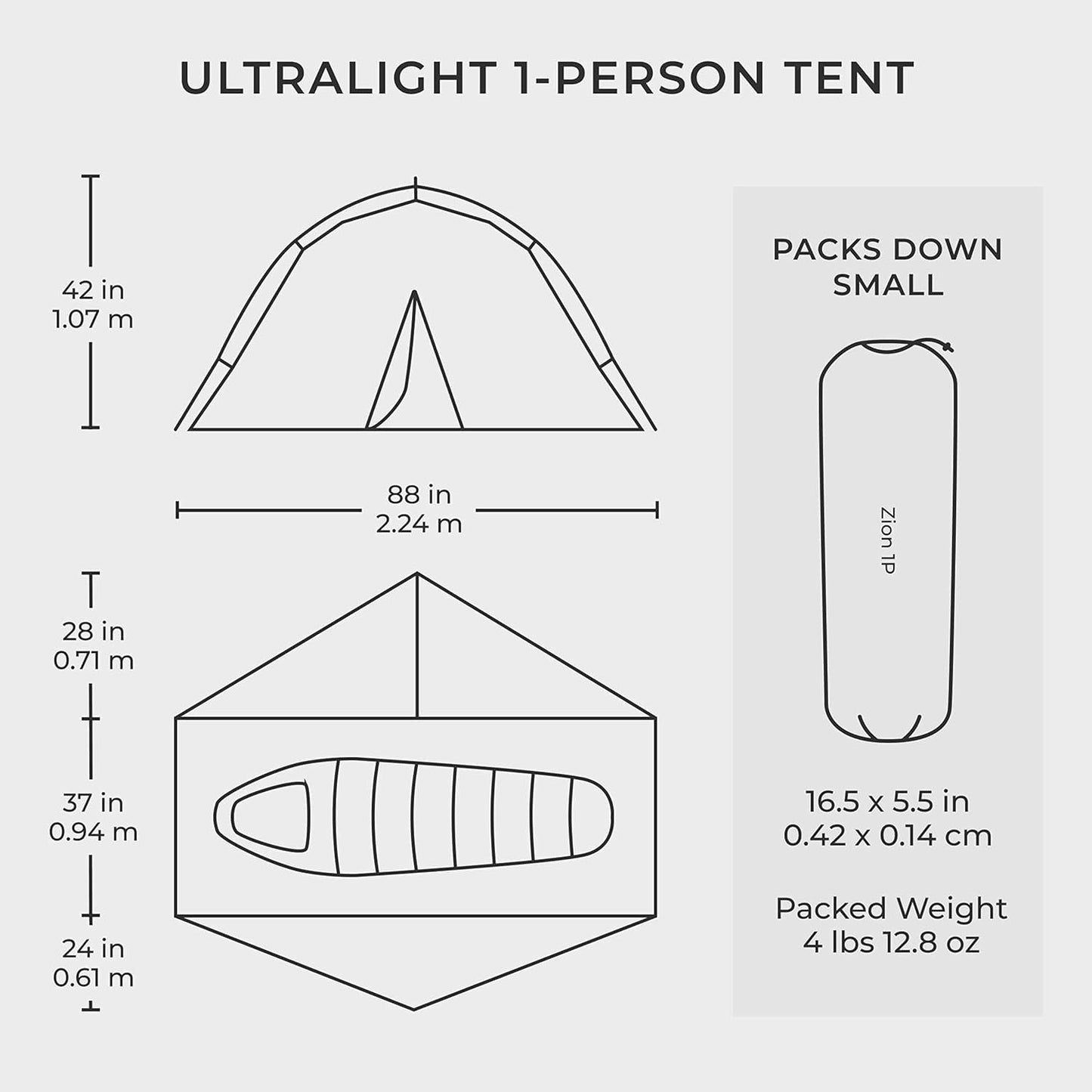 Hyke & Byke Zion Hiking & Backpacking Tent - 3 Season Ultralight, Waterproof Tent for Camping w/Rain Fly and Footprint - 1 Person - Orange