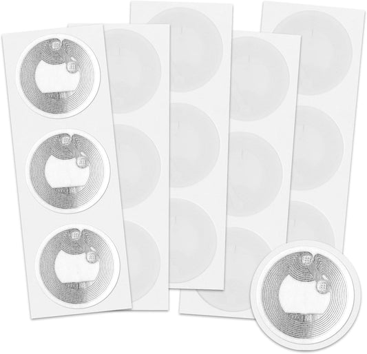 50pcs NFC Tags Sticker, 25mm Round Adhesive NFC Stickers Ntag Rewritable 213 Programmable NFC Tags 144 Bytes Memory RFID Tag Compatible with All NFC-Enabled Smartphones and Devices
