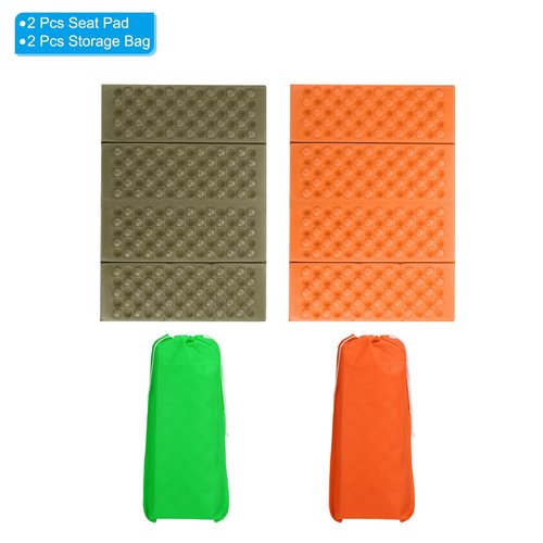 PATIKIL 15"x10.6"x0.4" Foldable Hiking Seat Pad, 2 Pack XPE Cushion Sitting Pads Foam Mat Waterproof for Outdoor Camping Picnic Stadium, Orange/Drak Green