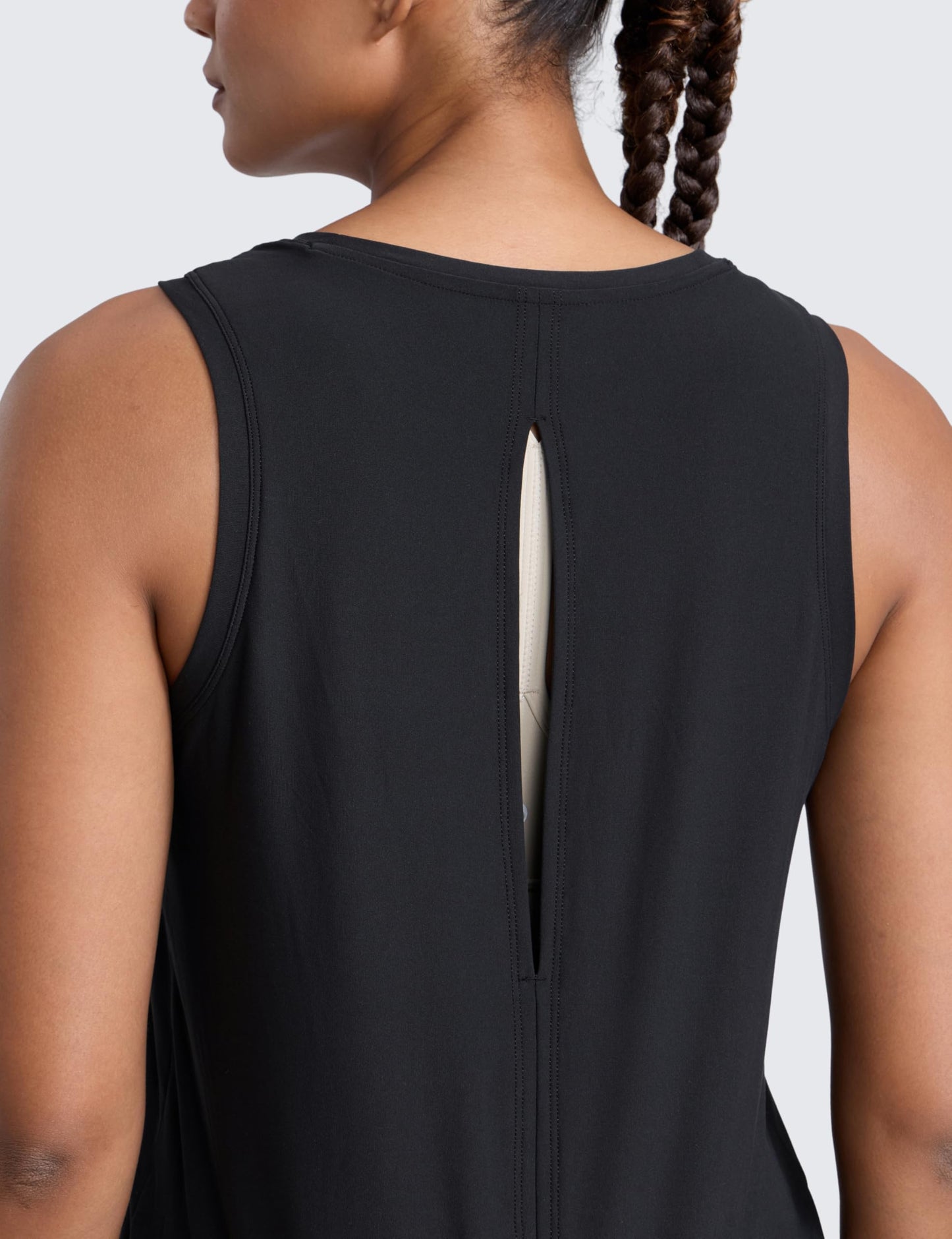 CRZ YOGA Cloudweight Open Back Workout Tops for Women Lightweight High Neck Athletic Gym Tank Soft Running Sleeveless Shirts Black Small