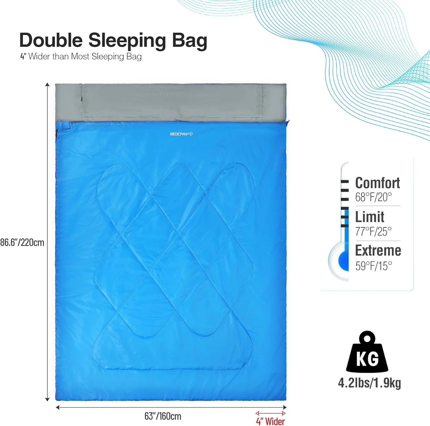 REDCAMP Ultra Lightweight Sleeping Bag for Backpacking, Hiking, Comfort for Adults Warm Weather, with Compression Sack