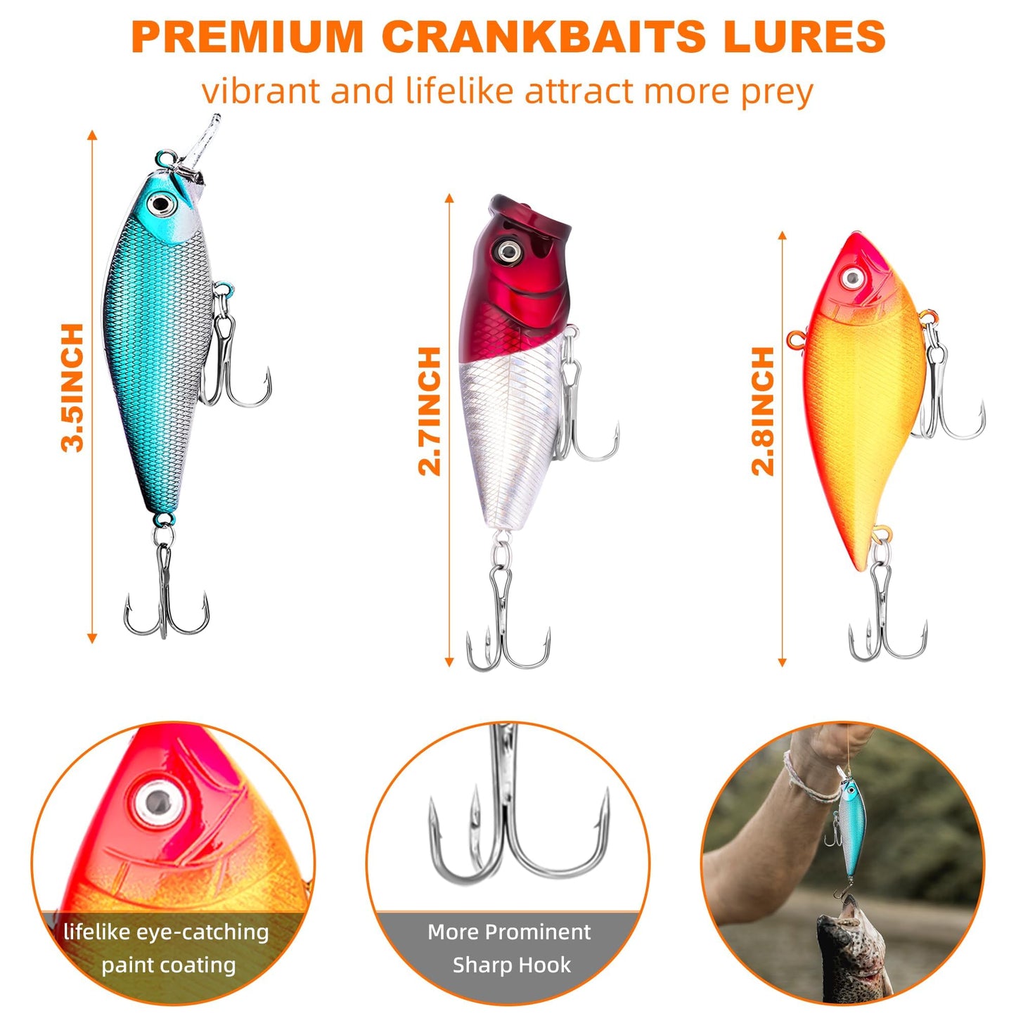 Fishing Lures Kit for Freshwater Tackle Box Kit for Bass Trout, Fathers Day Dad Gifts for Men Dad Husband Boys Beginner, Bait & Other Accessories Fishing Gear Gifts Ideas 105pcs Black