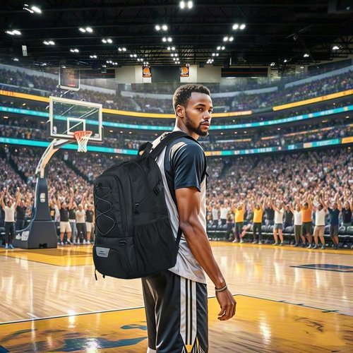 Lyweem Basketball Backpack Soccer Bag Adult with Ball Holder, Laptop & Shoe Compartment, 35L Large Gym Sports Backpack for Men Women Training Equipment Bags for Athletic Football Volleyball, Black