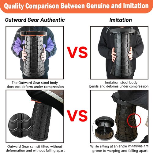 Outward Gear Upgraded Collapsible Stool Heavy Duty 550lbs Load Capacity Portable Folding Chair for Adults Camping Stool Sturdy Foldable Stool (Orange)