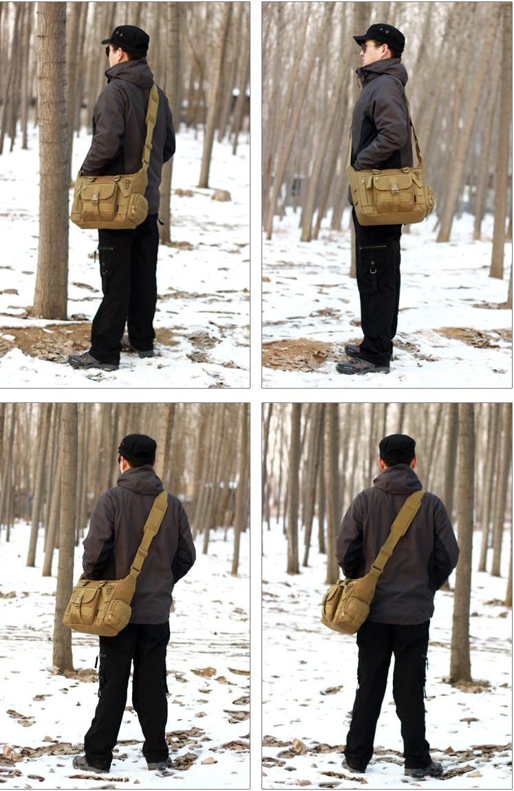 ArcEnCiel Tactical Messenger Bag Men MOLLE Sling Shoulder Pack with Patch