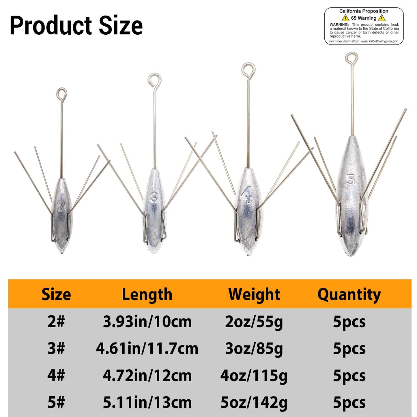 5 Pcs Sputnik Sinker Fishing Weights Lead Surfing Casting Spider Sinkers Long Tail Fishing Equipment for Catfish Saltwater Beach Sand Ocean (3oz - 5pcs)