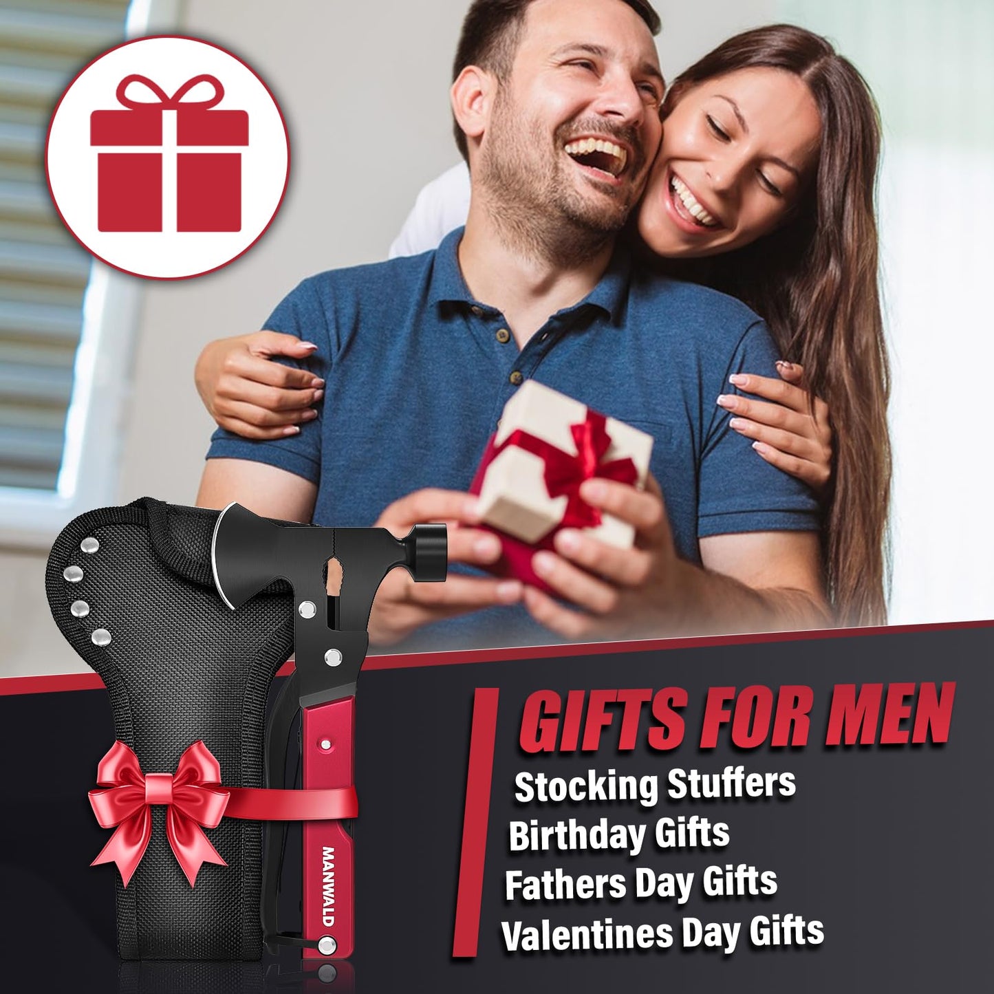 15 in 1 Multitool Axe Hatchet, Fathers Day Dad Gifts from Daughter Wife Son, Camping Accessories Survival Gear, Multi Tool for Camping Hiking Survival, Cool Gadgets Gifts for Men,Husband, Boyfriends