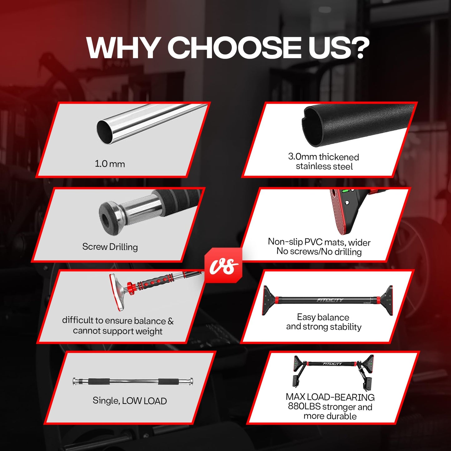 Fitlicity Pull Up Bar for doorway With Hand Grip Strengthener & Resistance Bands, Chin Up Bar for Upper Body Workout & Exercise, 29.9" - 37.5" Adjustable Width Locking Mechanism, No Screw Installation, 880 lbs