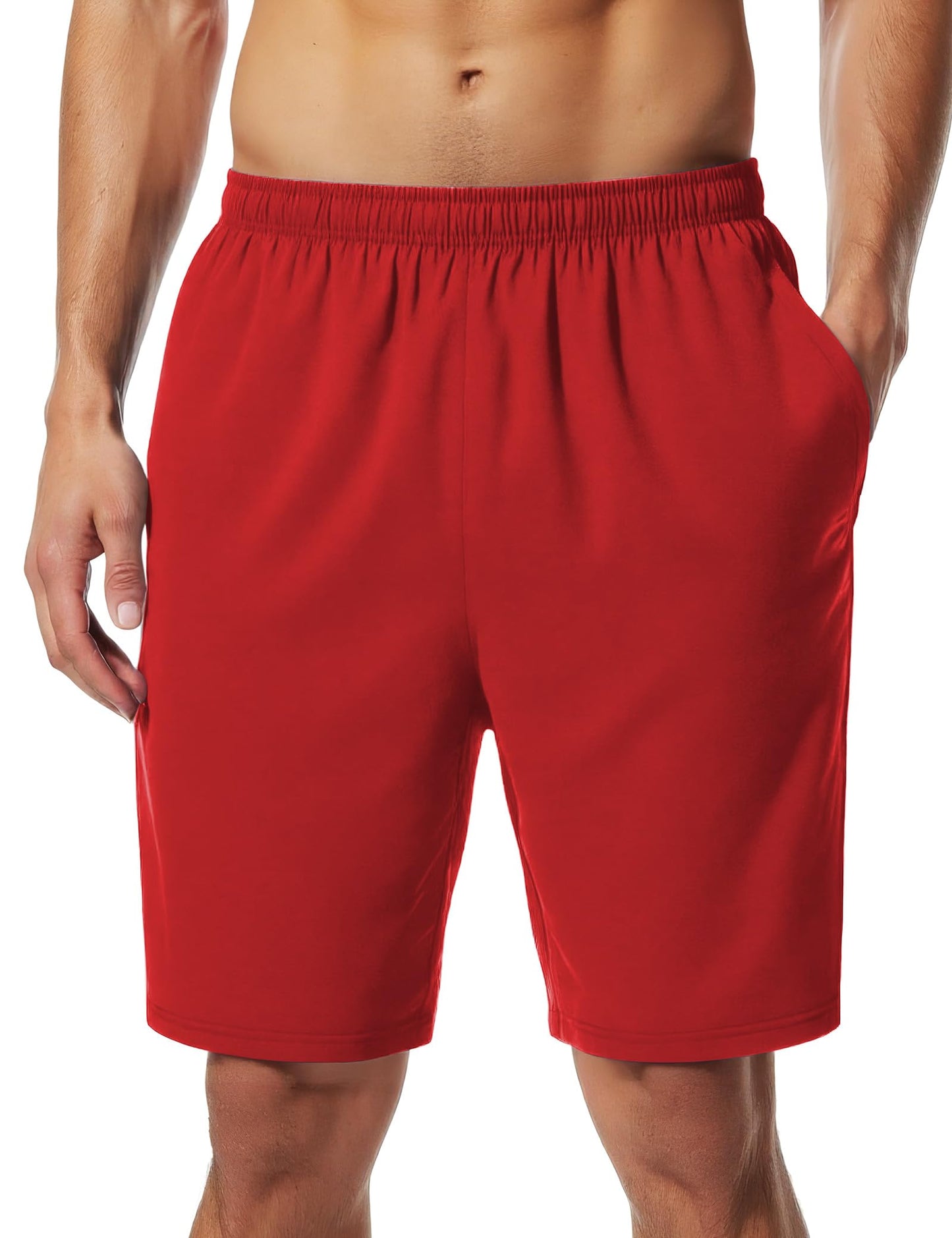 Naarts Men's Athletic Shorts 9'' Quick Dry Workout Running Shorts Lightweight Sports Gym Basketball Shorts with Pockets Red,2X-Large