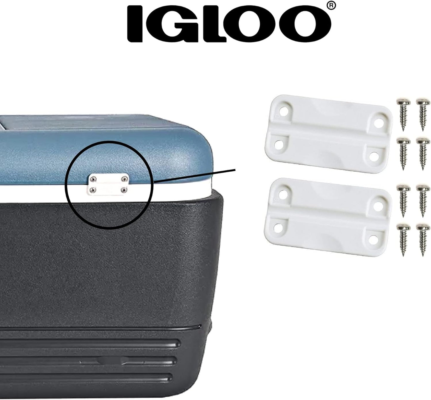 Igloo 24012 Plastic Hinges for Ice Chests (1-Pair), White, Standard Size, Contain UV Inhibitors