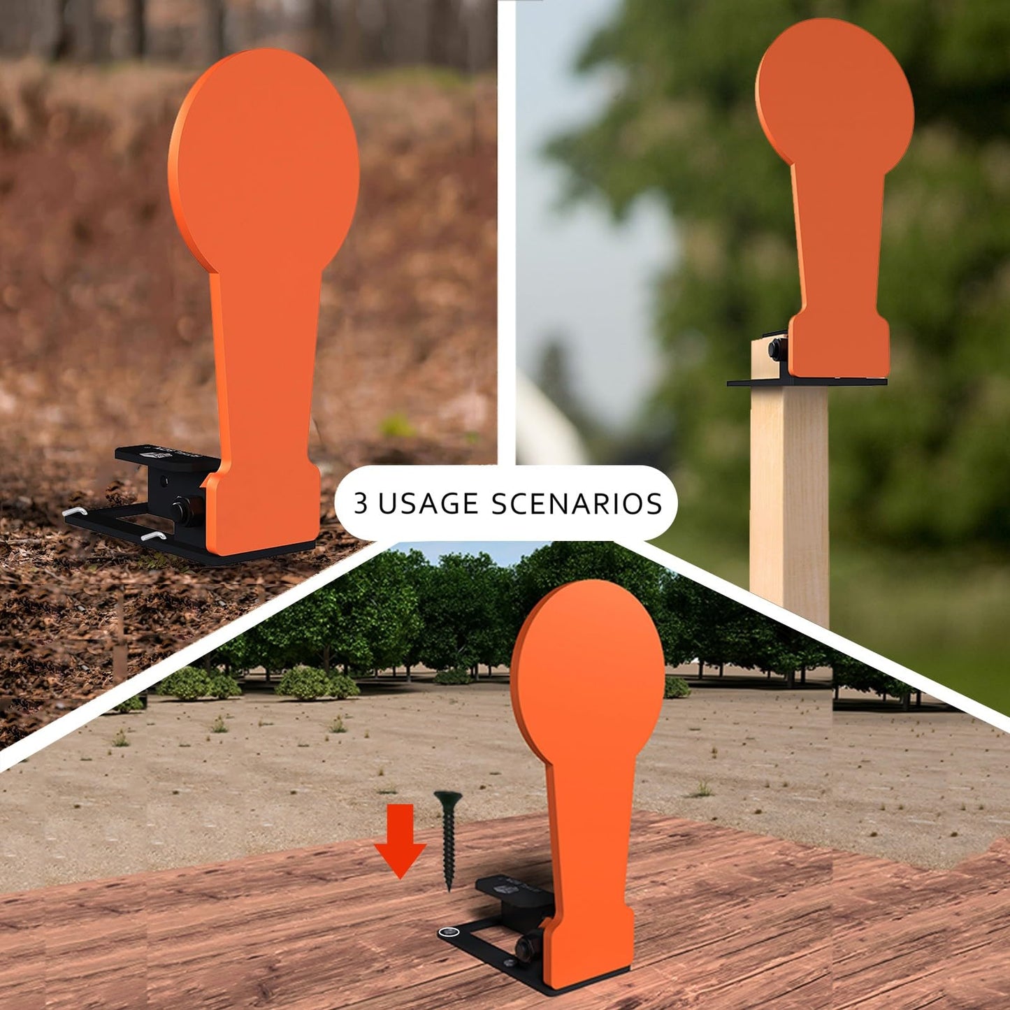 Atflbox 2Pcs 3/8" AR500 12.8'' Classic Popper Steel Shooting Target, 6'' Plate Auto Reset Target for Shooting Range, Suitable for Pistol, Rifle, Handgun, Shotgun, Rimfire