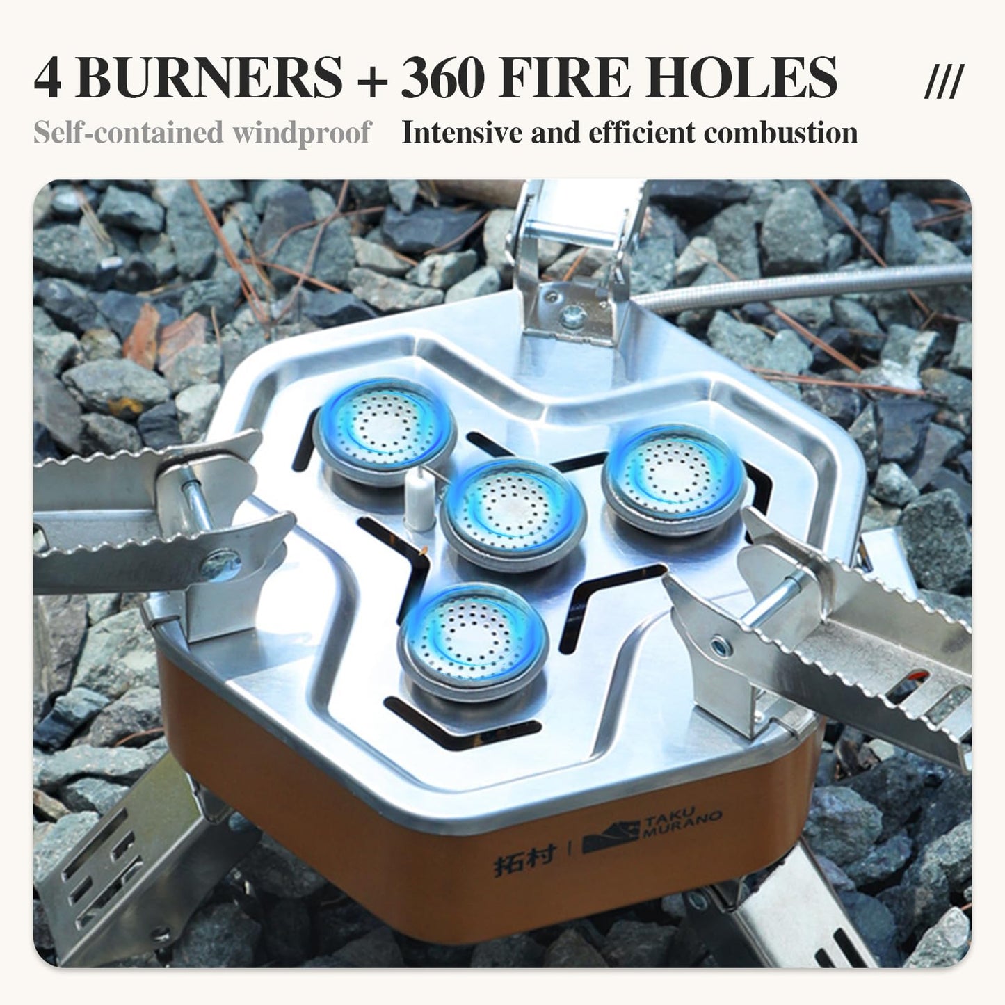 AIROKA 12800W Collapsible Portable Butane Camping Stove with Carrying Case,Electronic Ignition,Mini Stove for Outdoor Camping, Hiking, Hiking and Picnicking (Dark brown)