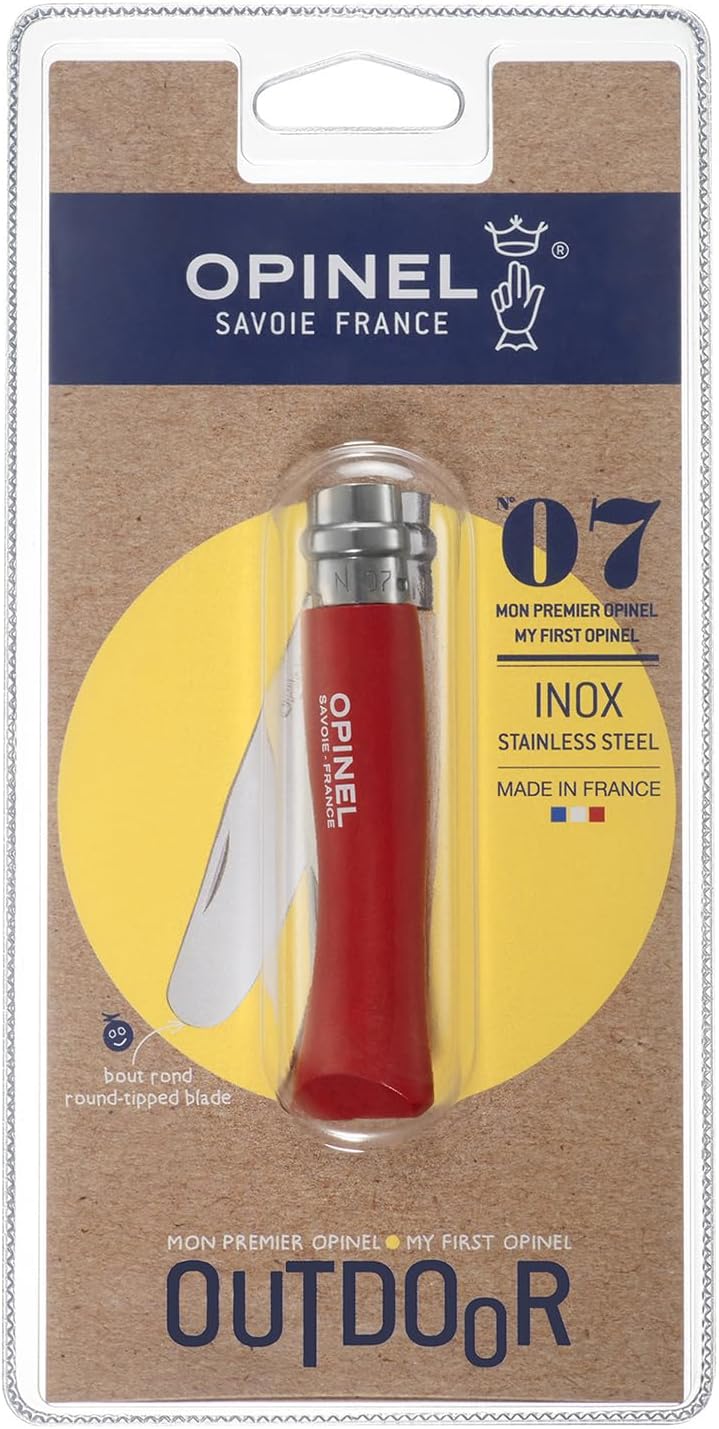 Opinel My First No.7 Stainless Steel Children’s Folding Pocket Knife with Safety Rounded Tip