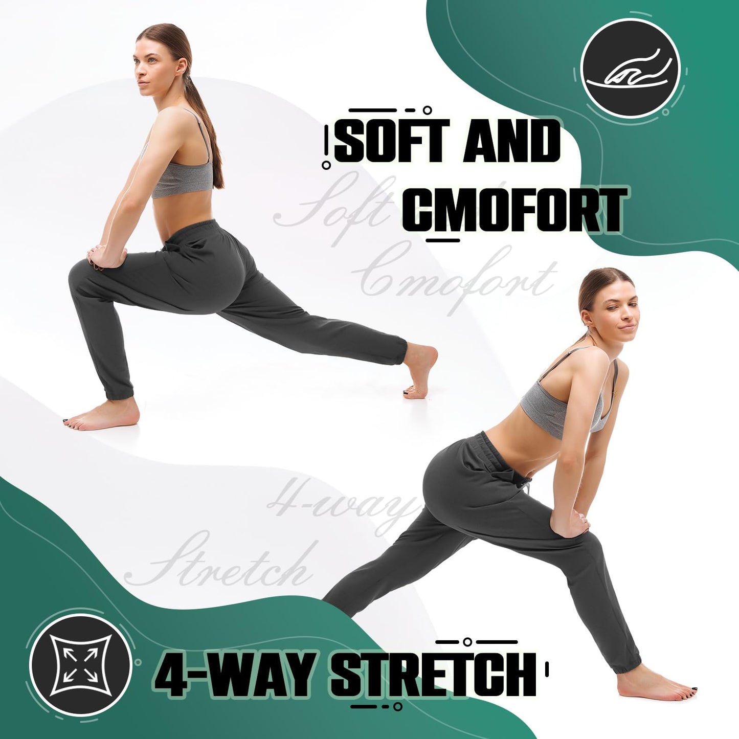Walifrey Womens Joggers with Pockets, Drawstring Sweatpants Women for Lounging Jogging Gym and Workout DeepGrey,1 Pack DeepGrey M